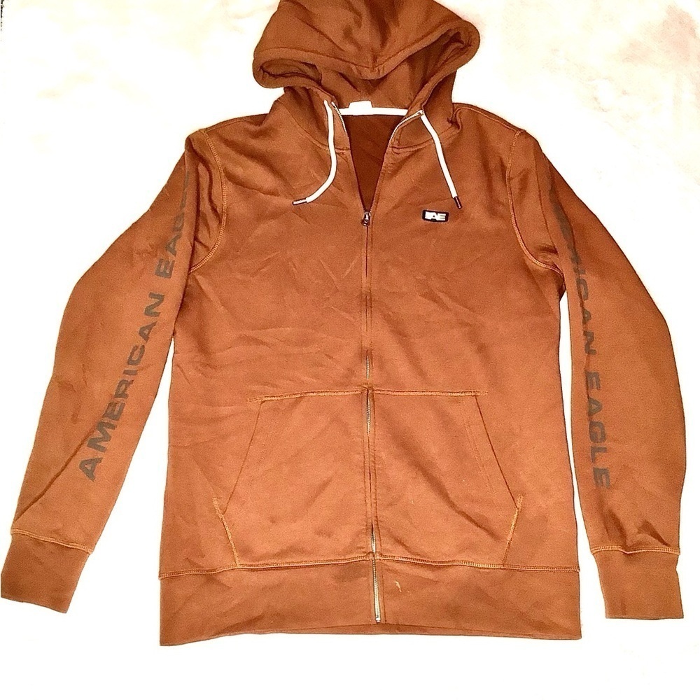Men’s American Eagle Brown Tan Zip Up Sweatshirt Hoodie Size MT(Medium Tall)